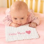 Personalised Cute Heart Dog Flower Bow Baby Burp Towel with Embroidered Name Daily Use Baby Shower Gift for Newborns