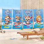 Personlig tecknad surfingdjur snabbtorkande strandhandduk med namn sommar semester poolparty födelsedagspresent för barn