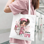 Personalized Nurse Cartoon Character Easter Egg Large Tote Bag with Name and Job Title Travel Essentials Birthday Nurse Week Gift for Medical Staff