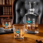 Personalized Cartoon Character Football Whiskey Decanter with Engraved Name Father's Day Birthday Gift for Father Friends Bartenders