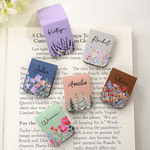 Personalised Floral PU Leather Magnetic Bookmark Clip with Name Birthday Gift for Book Lovers