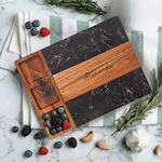 Personalized Engraved Name Marble 11 Pcs Cutting Board Coaster Set with Ceramic Bowl Birthday Anniversary Gift for Family Friend