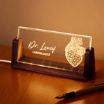 Personalized Stethoscope Surgeon Design Acrylic LED Night Light with Wooden Base Office Decor Appreciation Gift for Doctor Medical Staff