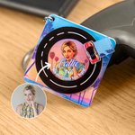 Porte-clés vinyle rotatif avec texte de nom et NFC Cadeau d'anniversaire pour les amateurs de jeux et de musique