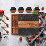 Personalized Engraved Name Marble 11 Pcs Cutting Board Coaster Set with Ceramic Bowl Birthday Anniversary Gift for Family Friend