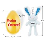 Personalisiertes Oster-Set inklusive Plüschhäschen Schlüsselanhänger mit Namen und Jumbo-Osterei mit Wunschtext Eiersuche Ostern Geschenk für Kinder