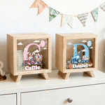 Personalized Bunny Ear Tractor Wooden Money Box Piggy Bank with Name and Initial Easter Party Gift for Boys Girls