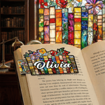 Personalized Stained Glass Floral Magnetic Bookmark Clip with Name Daily Use Book Club Birthday Gift for Bookworm Book Lover