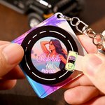 Porte-clés vinyle rotatif avec texte de nom et NFC Cadeau d'anniversaire pour les amateurs de jeux et de musique