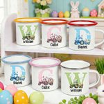Personalized Easter Bunny Ears Tractor 12 oz Enamel Mug with Initial and Name Daily Use Easter Gift for Kids
