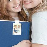 Personalized Watercolor Style Striped Stamp Design Photo Magnetic Bookmark Clip with Name Reading Tool Club Birthday Gift for Book Lovers