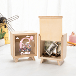 Personalized Bunny Ear Tractor Wooden Money Box Piggy Bank with Name and Initial Easter Party Gift for Boys Girls
