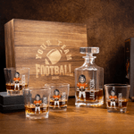 Personalized Football Cartoon Character Whiskey Decanter with Name and Number Birthday Game Day Gift for Football Lovers