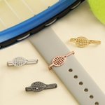 Personalized Tennis Racket Birthstone Sporty Watch Band Charm Smartwatch Accessories Birthday Game Day Gift for Tennis Lover Coach