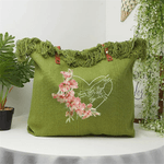 Personalized Heart Birth Flower Tassel Canvas Large Capacity Tote Bag with Name Daily Use Birthday Gift for Women