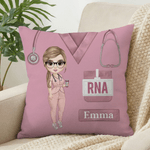 Personalized Cartoon Medical Character Throw Pillow Cover with Name and Occupation Home Decor Appreciation Gift for Nurse Doctor