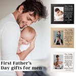 Personalised Baby and Daddy Leather Photo Frame with Name and Text Birthday First Father’s Day Gift for Him