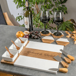 Personalized Engraved Name Marble 11 Pcs Cutting Board Coaster Set with Ceramic Bowl Birthday Anniversary Gift for Family Friend