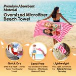 Personalised Cartoon Character Photo Design Quick Dry Oversized Striped Beach Towel with Name Travel Essential Birthday Gift for Sister Friend