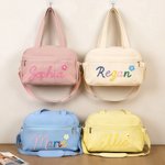 Personalised Flower Travel Large Capacity Duffel Bag with Name and Adjustable Shoulder Strap Birthday Team Gift for Girls