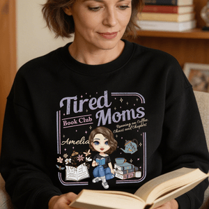 Personalised Multicolour Cartoon Character Soft T-shirt Sweatshirt Hoodie with Name Daily Wear Book Club Birthday Gift for Mom Book Lover