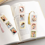 Personalized Postage Stamp Design 3 Photos Acrylic Bookmark with Tassel Reading Supplies Birthday Gift for Friends Family