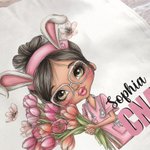 Personalized Nurse Cartoon Character Easter Egg Large Tote Bag with Name and Job Title Travel Essentials Birthday Nurse Week Gift for Medical Staff