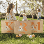 Personalized Easter Bunny Large Capacity Jute Bag with Initial and Name Daily Use Easter Gift for Friends Kids