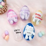 Personalisiertes Oster-Set inklusive Plüschhäschen Schlüsselanhänger mit Namen und Jumbo-Osterei mit Wunschtext Eiersuche Ostern Geschenk für Kinder