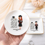 Personalized Cartoon Character Square Round Ceramic Jewellery Dish with Name Year and School Daily Use Graduation Gift for Graduates Friends