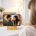 Personalized Watercolor Flower Bamboo Wooden Phone Stand iPad Holder with Name Desk Organizer Daily Use Birthday Gift for Women