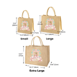 Personalized Wreath Frame Cartoon Easter Bunny Large Capacity Jute Tote Bag with Name Daily Use Easter Gift for Friends Kids