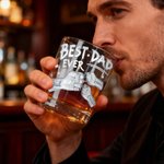 Personalized Best Dad Ever Fist 10 oz Rock Whiskey Glass with Names Old Fashioned Father's Day Birthday Gift for Man Whiskey Enthusiast