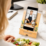 Personalized Watercolor Flower Bamboo Wooden Phone Stand iPad Holder with Name Desk Organizer Daily Use Birthday Gift for Women