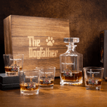 Personalized The Dogfather Character 1-4 Dogs Whiskey Decanter with Name Birthday Anniversary Gift for Whiskey Lover