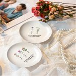 Gepersonaliseerd Sieradenschotel in Vintage Stijl met Naam en 1–6 Geboortebloemen Verjaardag- of Jubileumcadeau voor Zus of Vriendin