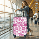 Funda de Maletas Personalizada Multicolor Floral para Maleta de 18-32 Pulgadas con Nombre Accesorios de Viaje Regalo de Cumpleaños para Mujeres Amantes de los Viajes