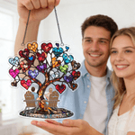 Personalized Glass Art Heart Tree Ornament with Couple Names Home Decor Memorial Day Birthday Gift for Couple