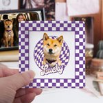 Personalisierte Ölmalerei Stil Haustier Foto karierten Platz Keramik Schmuck Schale mit Namen Haustier Memorial Day Geschenk für Tierbesitzer Liebhaber
