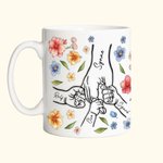 Personlig akvarellblomst 1-9 holdende hender keramisk krus med navn passer som gave til morsdag bursdag og andre anledninger