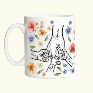 Personlig akvarellblomst 1-9 holdende hender keramisk krus med navn passer som gave til morsdag bursdag og andre anledninger