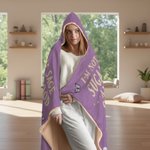 Personnalisé Cartoon Yoga Meditation Character Flower Butterfly Soft Hooded Blanket with Name Yoga Exercise Birthday Gift for Yoga Lovers (Cadeau d'anniversaire pour les amateurs de yoga)