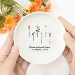 Gepersonaliseerd Sieradenschotel in Vintage Stijl met Naam en 1–6 Geboortebloemen Verjaardag- of Jubileumcadeau voor Zus of Vriendin