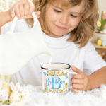 Henkilökohtainen akvarelli Peter Rabbit värikäs emali muki nimi ja Initial for Camping Daily juominen pääsiäinen lahja lapsille