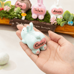 Personalized Cute Family Bunny Tree Stump Figurines with 2-8 Names and Text Home Decor Holiday Christmas Gift for Family Grandfather Grandmother