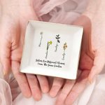 Gepersonaliseerd Sieradenschotel in Vintage Stijl met Naam en 1–6 Geboortebloemen Verjaardag- of Jubileumcadeau voor Zus of Vriendin