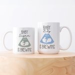 Personalized Baby is Brewing B-ultrasound Pregnancy Announcement Ceramic Mug with Name and Year Mother's Day Father's Day Gift for Expecting Parents