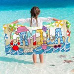 Toalla de playa de microfibra de gran tamaño y secado rápido personalizada con el nombre en estilo veraniego Fiesta en la playa Regalo de vacaciones para niños Amigos