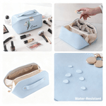 Gepersonaliseerde Geboorte Bloem PU Lederen Wijd Openende Cosmetische Tas met Naam Reis Opberg Cadeau voor Verjaardag voor Vrouwen