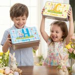 Boîte à biscuits en fer blanc avec nom et initiales Cadeau de Pâques personnalisé pour les enfants